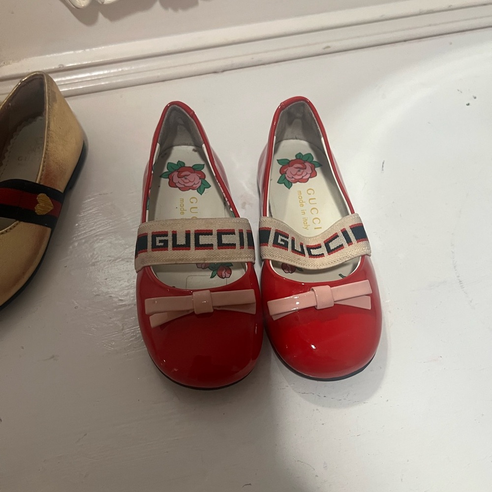 Gucci Kids Red Patent Leather Flats